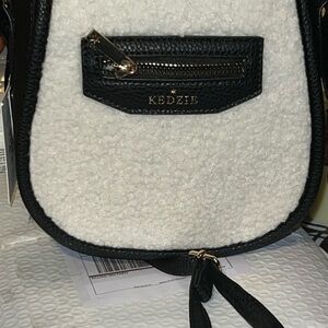 Black and White Sherpa Crossbody Bag